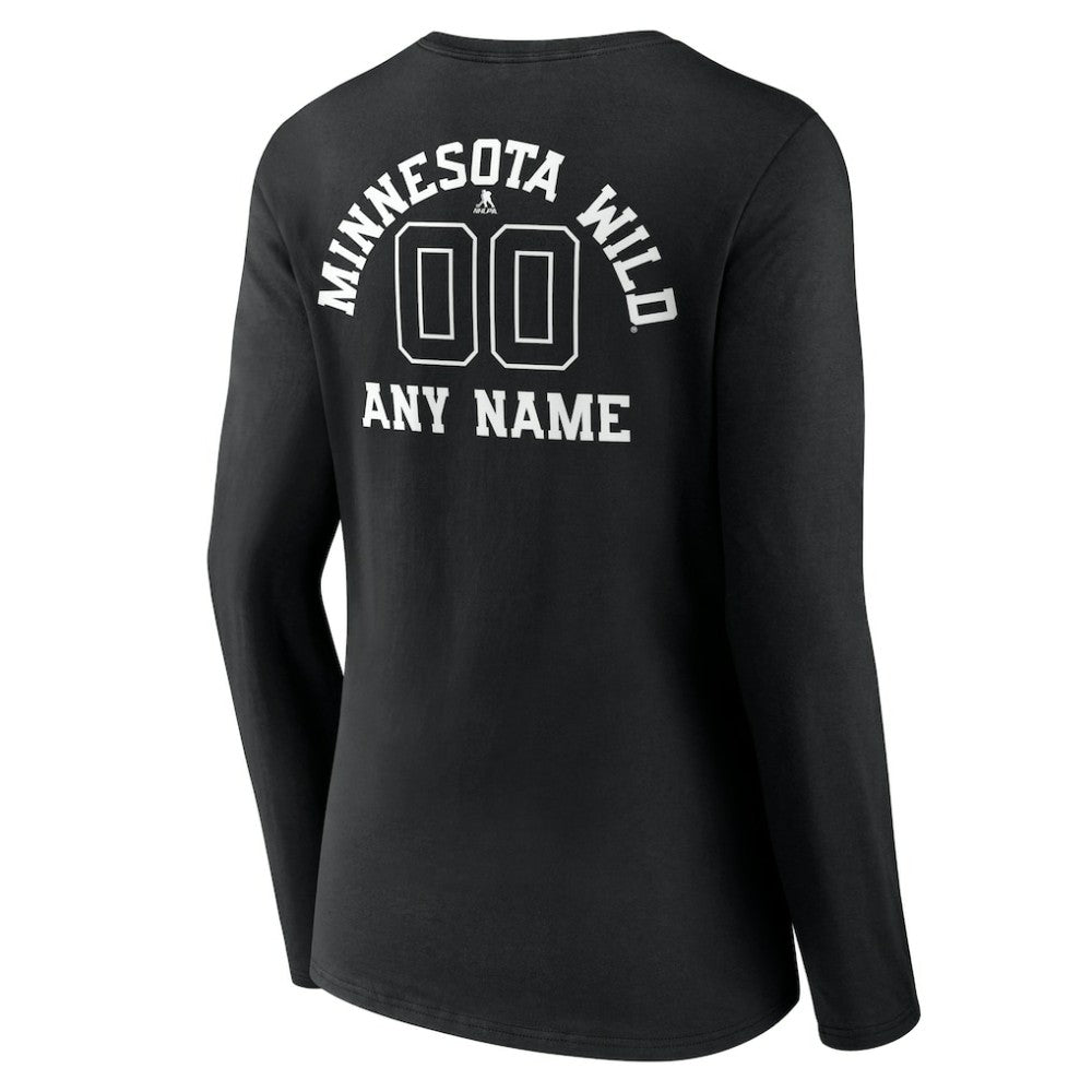 Minnesota Wild Women's Personalized Name & Number Monochrome Long Sleeve V-Neck T-Shirt On Sale
