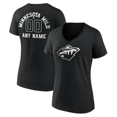 Minnesota Wild Women's Personalized Name & Number Monochrome V-Neck T-Shirt Outlet