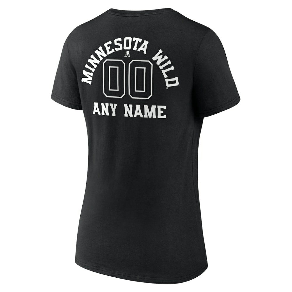 Minnesota Wild Women's Personalized Name & Number Monochrome V-Neck T-Shirt Outlet