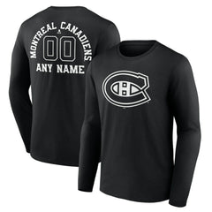 Montreal Canadiens Personalized Name & Number Monochrome Long Sleeve T-Shirt On Sale
