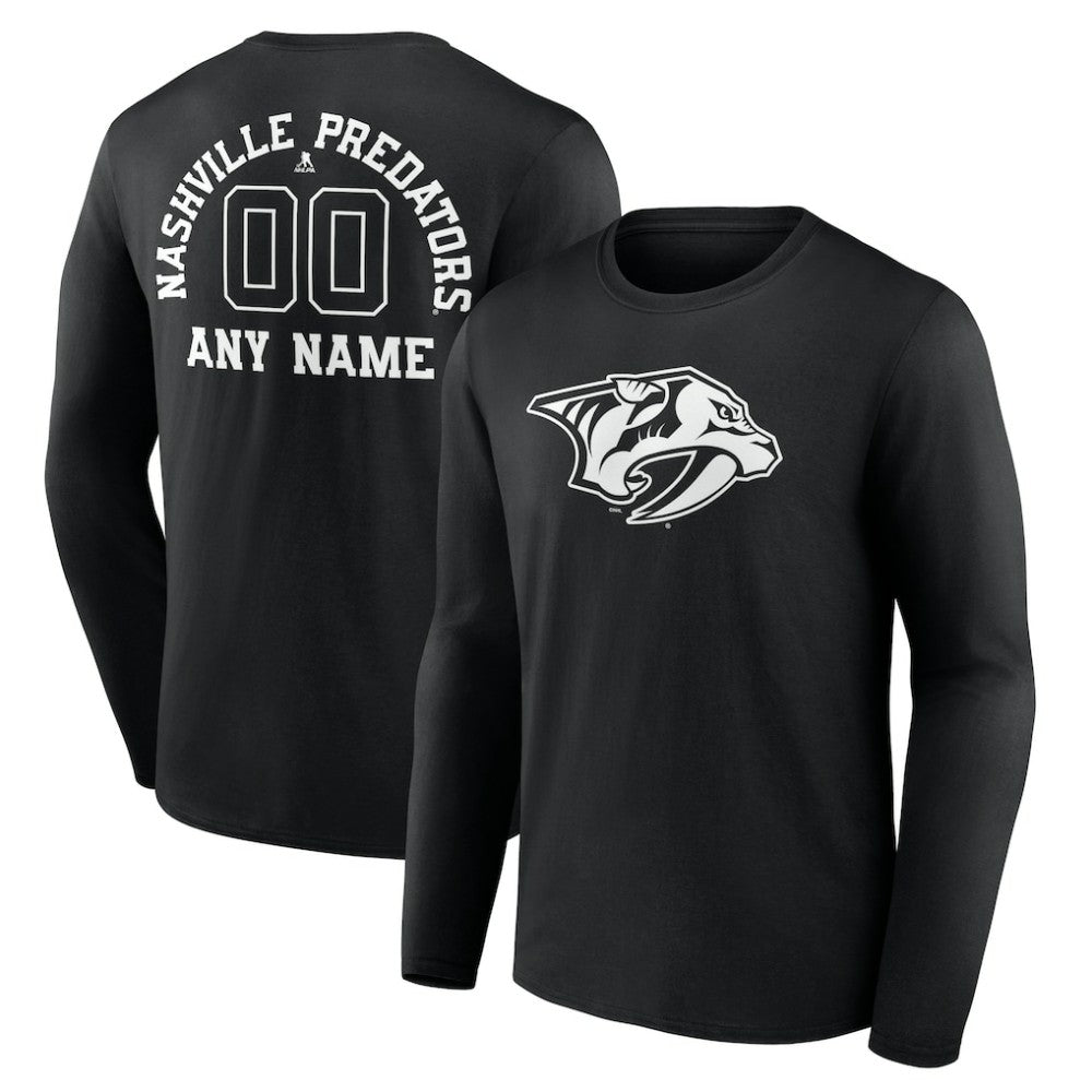 Nashville Predators Personalized Name & Number Monochrome Long Sleeve T-Shirt Outlet
