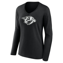 Nashville Predators Women's Personalized Name & Number Monochrome Long Sleeve V-Neck T-Shirt Online