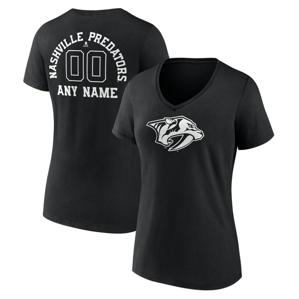Nashville Predators Women's Personalized Name & Number Monochrome V-Neck T-Shirt Outlet