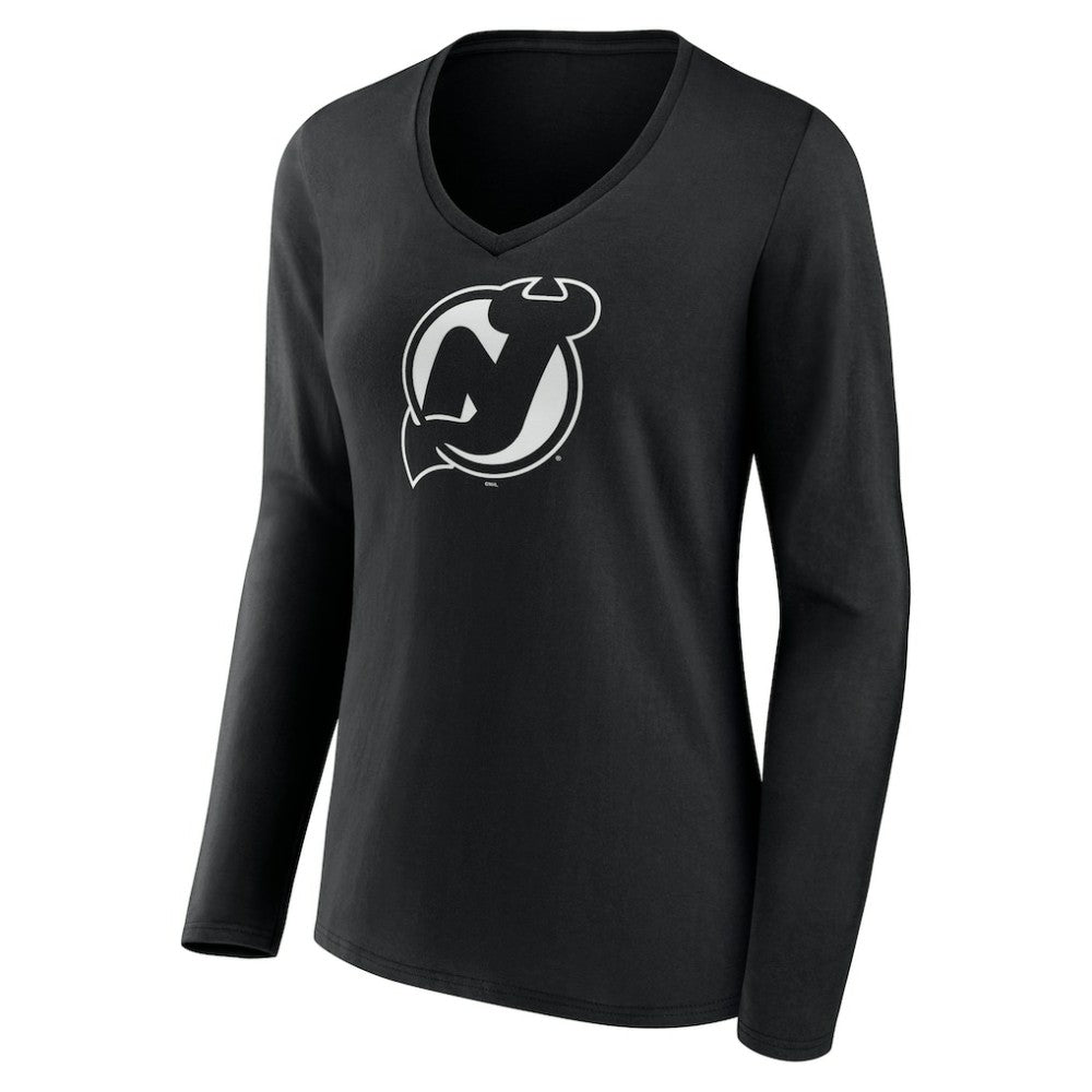 New Jersey Devils Women's Personalized Name & Number Monochrome Long Sleeve V-Neck T-Shirt Discount