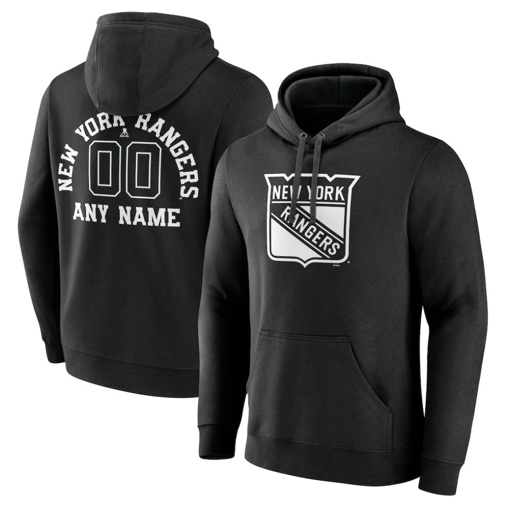 New York Rangers Personalized Name & Number Monochrome Pullover Hoodie On Sale