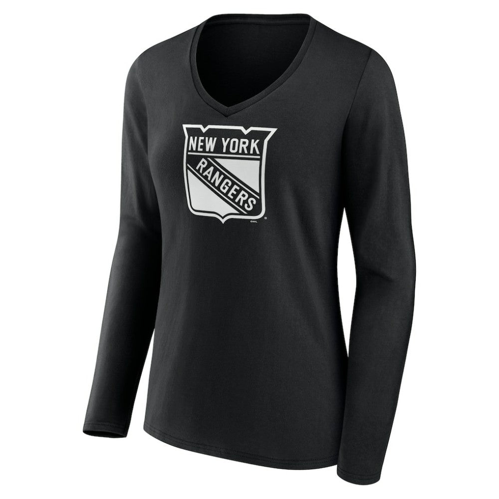 New York Rangers Women's Personalized Name & Number Monochrome Long Sleeve V-Neck T-Shirt On Sale
