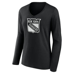 New York Rangers Women's Personalized Name & Number Monochrome Long Sleeve V-Neck T-Shirt On Sale