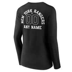 New York Rangers Women's Personalized Name & Number Monochrome Long Sleeve V-Neck T-Shirt On Sale