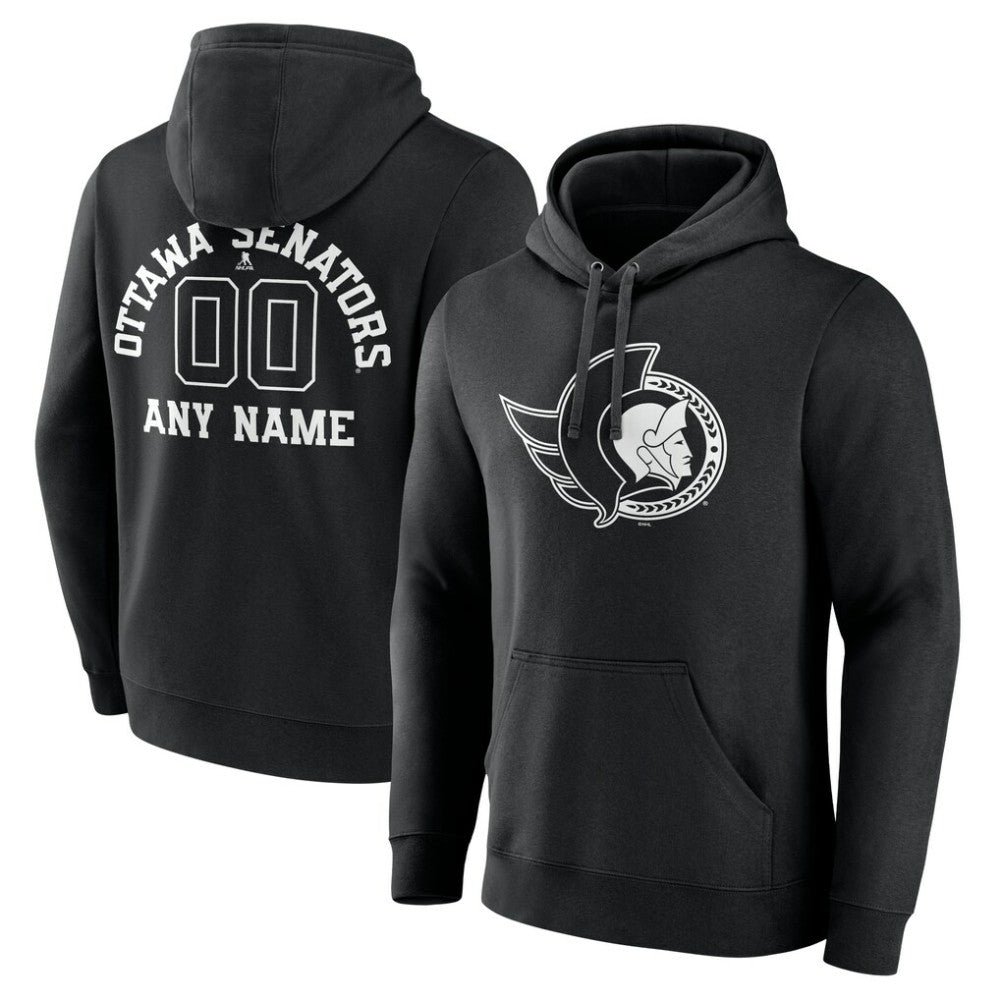 Ottawa Senators Personalized Name & Number Monochrome Pullover Hoodie On Sale