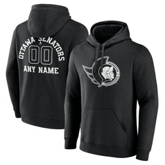 Ottawa Senators Personalized Name & Number Monochrome Pullover Hoodie On Sale
