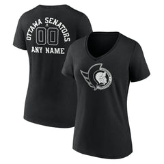 Ottawa Senators Women's Personalized Name & Number Monochrome V-Neck T-Shirt On Sale