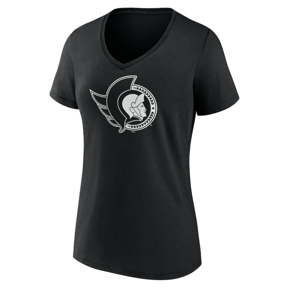 Ottawa Senators Women's Personalized Name & Number Monochrome V-Neck T-Shirt On Sale
