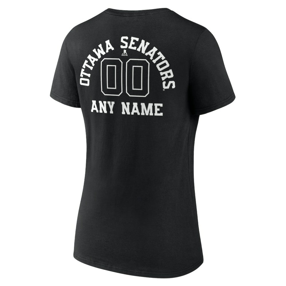 Ottawa Senators Women's Personalized Name & Number Monochrome V-Neck T-Shirt On Sale
