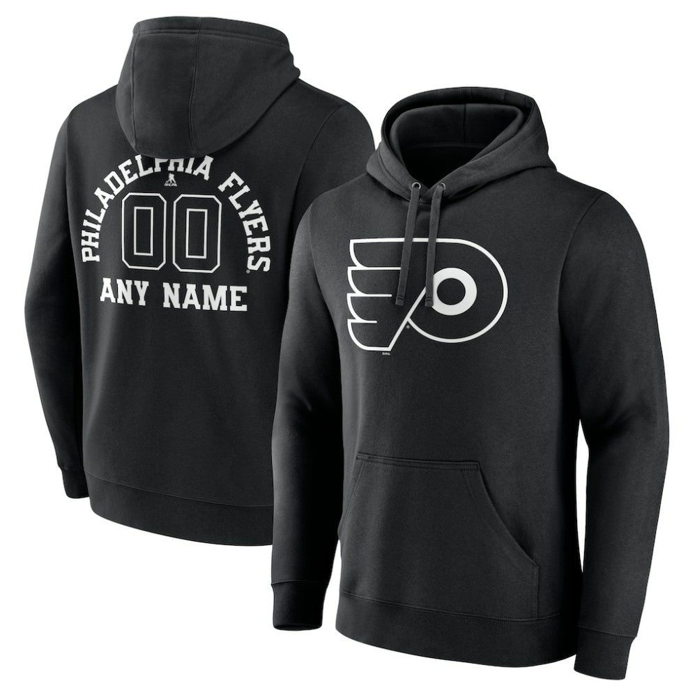 Philadelphia Flyers Personalized Name & Number Monochrome Pullover Hoodie For Sale