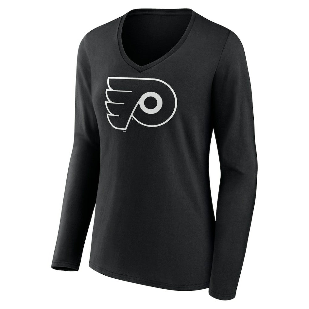 Philadelphia Flyers Women's Personalized Name & Number Monochrome Long Sleeve V-Neck T-Shirt On Sale
