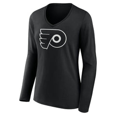 Philadelphia Flyers Women's Personalized Name & Number Monochrome Long Sleeve V-Neck T-Shirt On Sale
