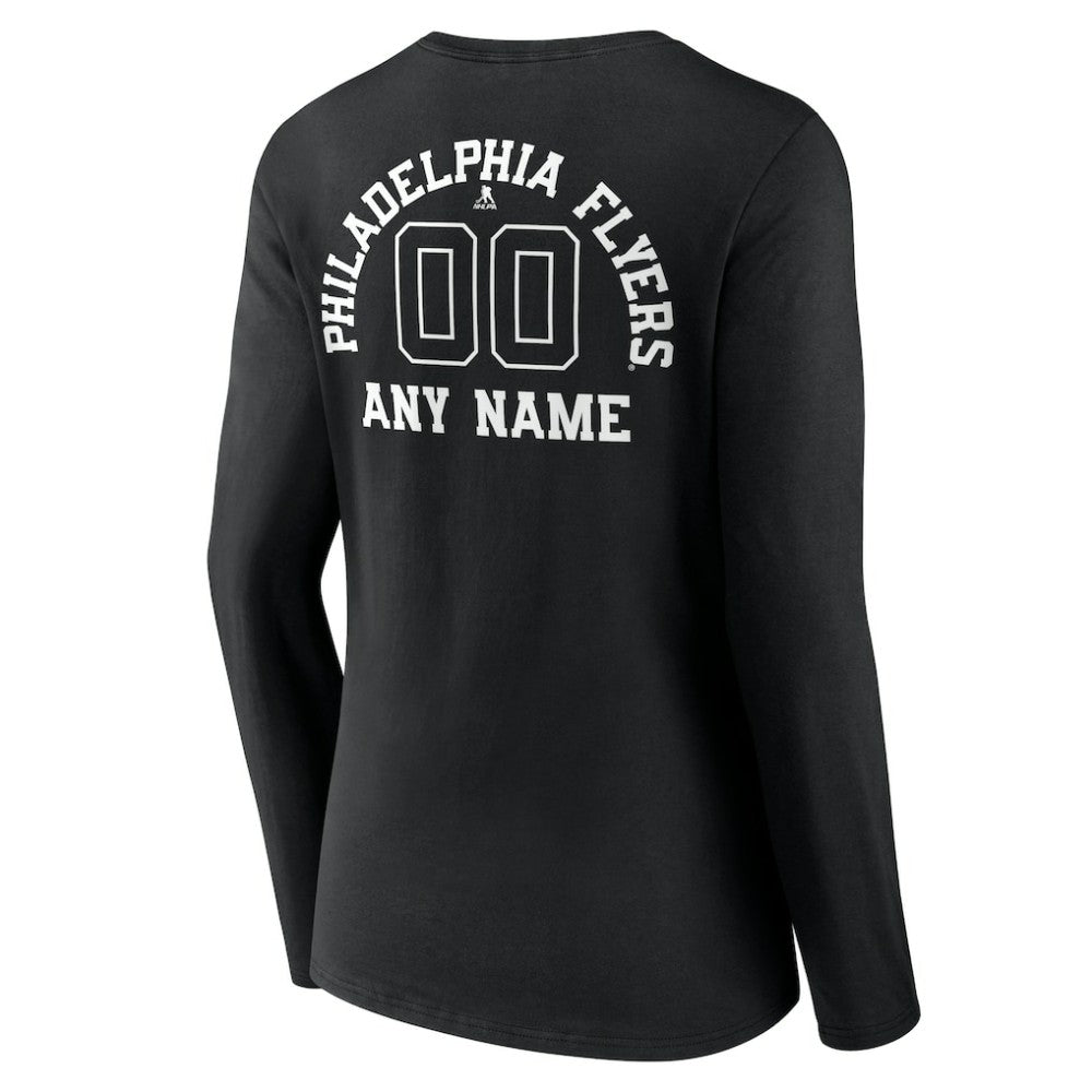 Philadelphia Flyers Women's Personalized Name & Number Monochrome Long Sleeve V-Neck T-Shirt On Sale