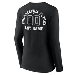 Philadelphia Flyers Women's Personalized Name & Number Monochrome Long Sleeve V-Neck T-Shirt On Sale