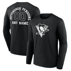 Pittsburgh Penguins Personalized Name & Number Monochrome Long Sleeve T-Shirt Discount