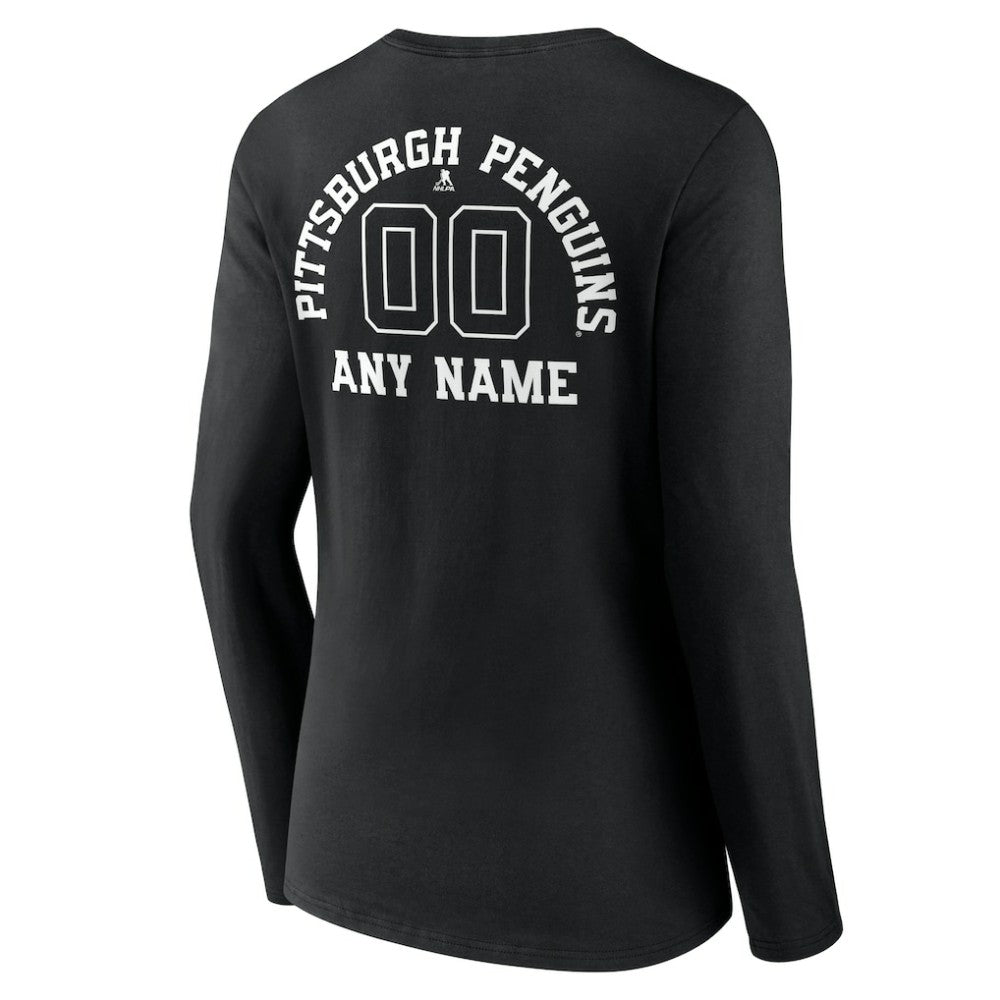 Pittsburgh Penguins Women's Personalized Name & Number Monochrome Long Sleeve V-Neck T-Shirt Sale