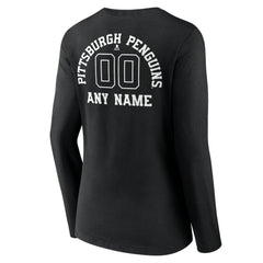 Pittsburgh Penguins Women's Personalized Name & Number Monochrome Long Sleeve V-Neck T-Shirt Sale