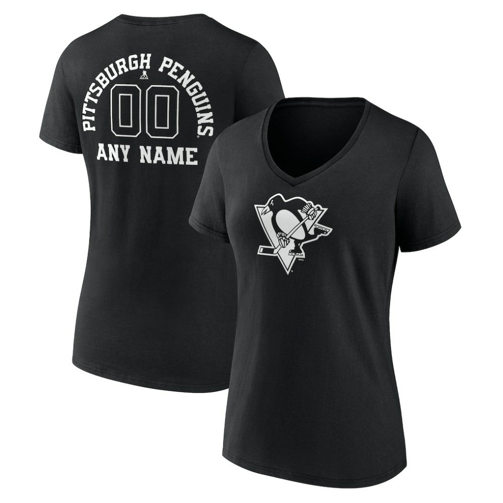 Pittsburgh Penguins Women's Personalized Name & Number Monochrome V-Neck T-Shirt Sale