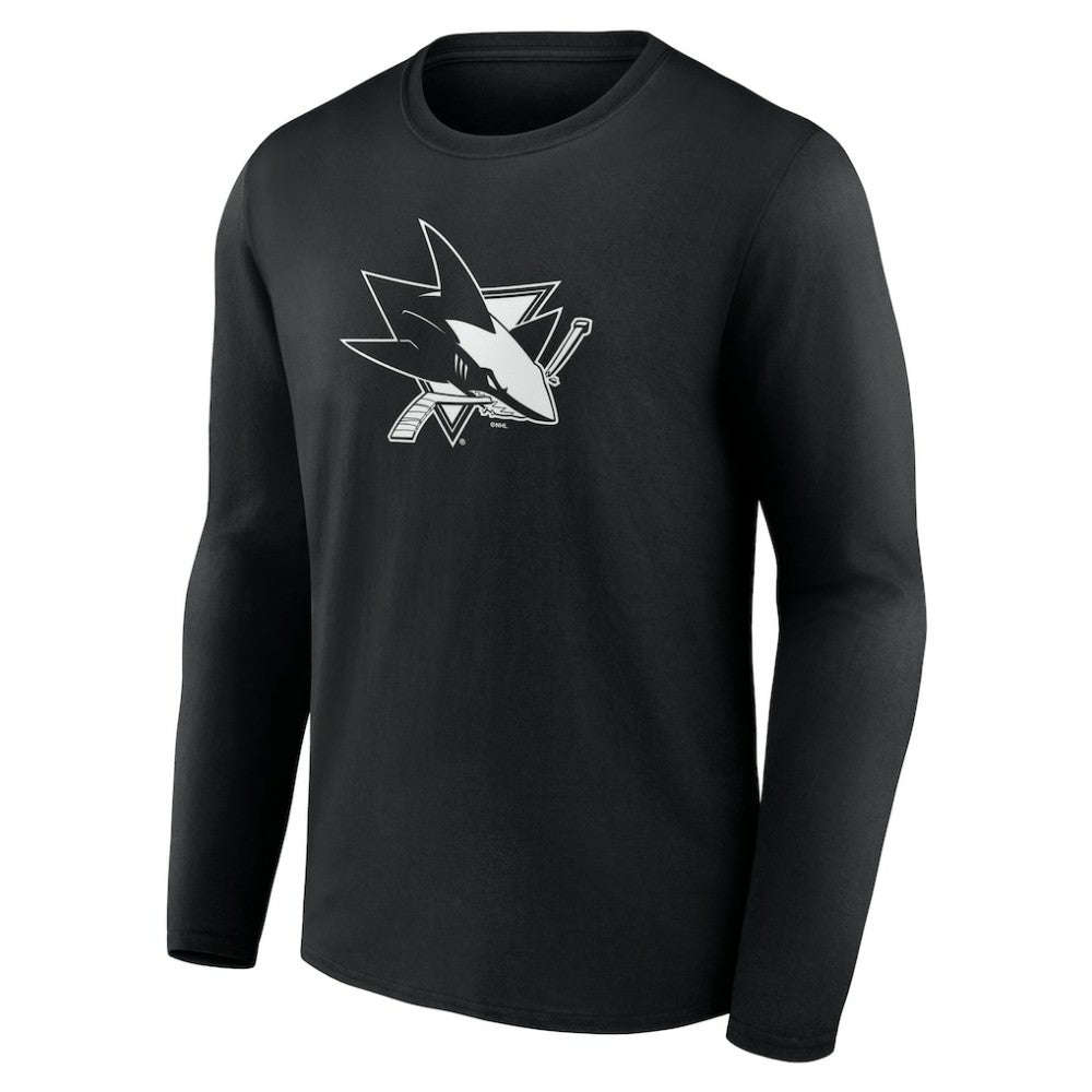 San Jose Sharks Personalized Name & Number Monochrome Long Sleeve T-Shirt For Sale