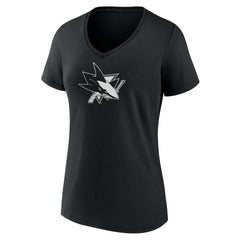 San Jose Sharks Women's Personalized Name & Number Monochrome V-Neck T-Shirt Sale