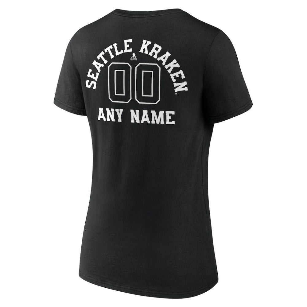 Seattle Kraken Women's Personalized Name & Number Monochrome V-Neck T-Shirt On Sale