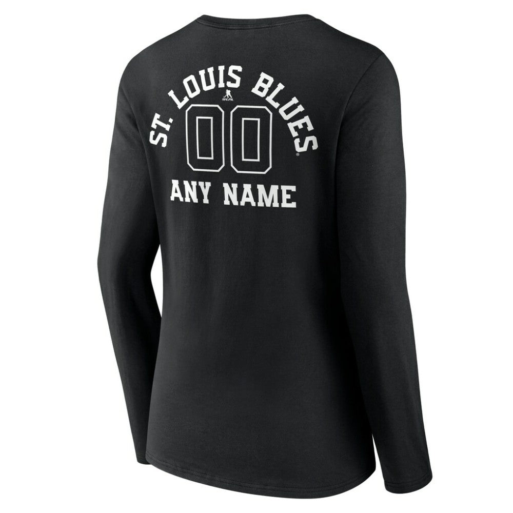 St. Louis Blues Women's Personalized Name & Number Monochrome Long Sleeve V-Neck T-Shirt Outlet