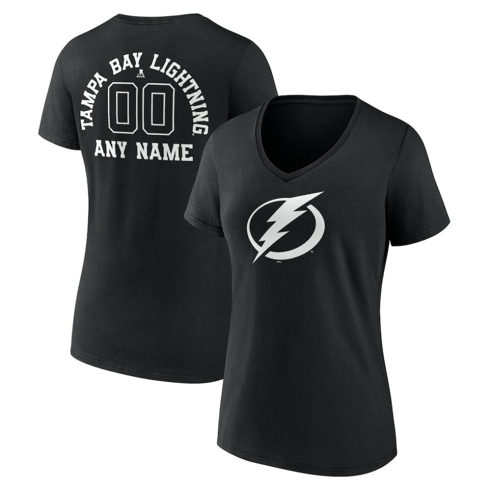 Tampa Bay Lightning Women's Personalized Name & Number Monochrome V-Neck T-Shirt Outlet