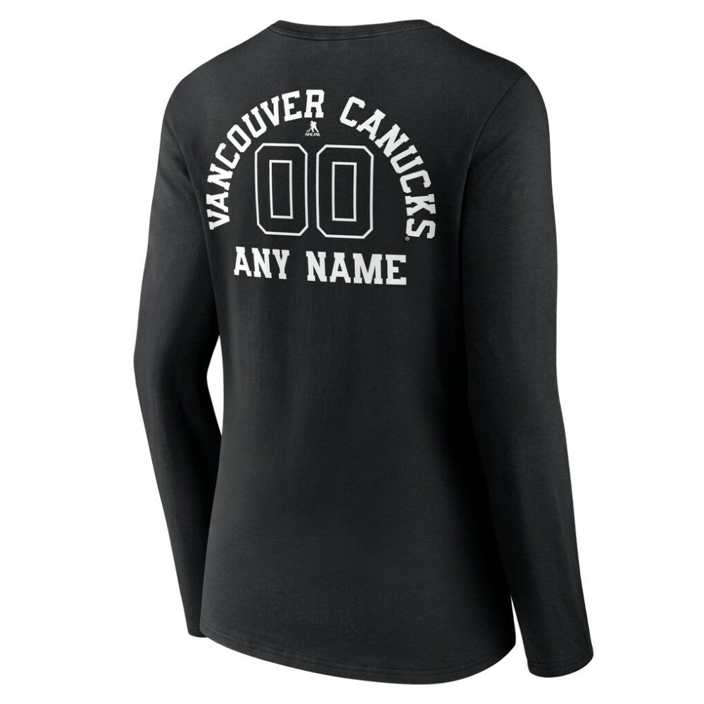 Vancouver Canucks Women's Personalized Name & Number Monochrome Long Sleeve V-Neck T-Shirt Sale