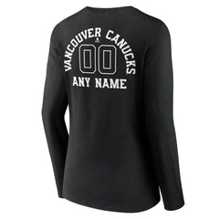 Vancouver Canucks Women's Personalized Name & Number Monochrome Long Sleeve V-Neck T-Shirt Sale