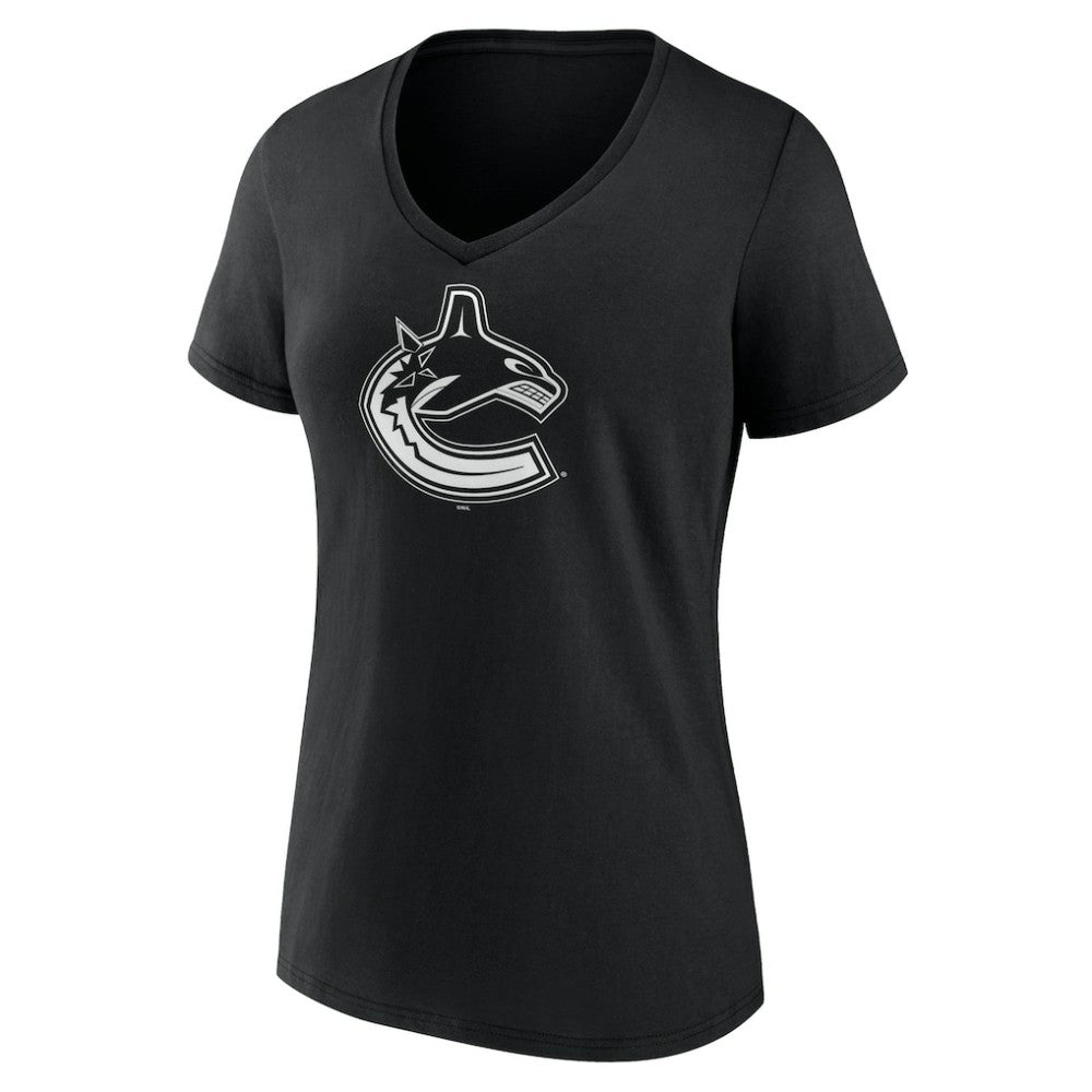 Vancouver Canucks Women's Personalized Name & Number Monochrome V-Neck T-Shirt Discount