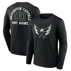 Washington Capitals Personalized Name & Number Monochrome Long Sleeve T-Shirt Discount