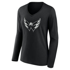 Washington Capitals Women's Personalized Name & Number Monochrome Long Sleeve V-Neck T-Shirt Online