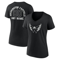 Washington Capitals Women's Personalized Name & Number Monochrome V-Neck T-Shirt Discount