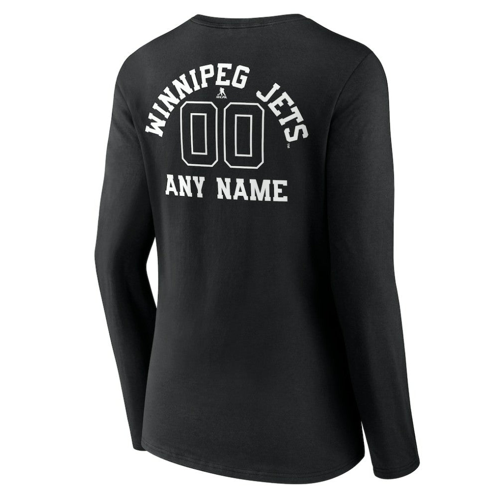Winnipeg Jets Women's Personalized Name & Number Monochrome Long Sleeve V-Neck T-Shirt For Sale