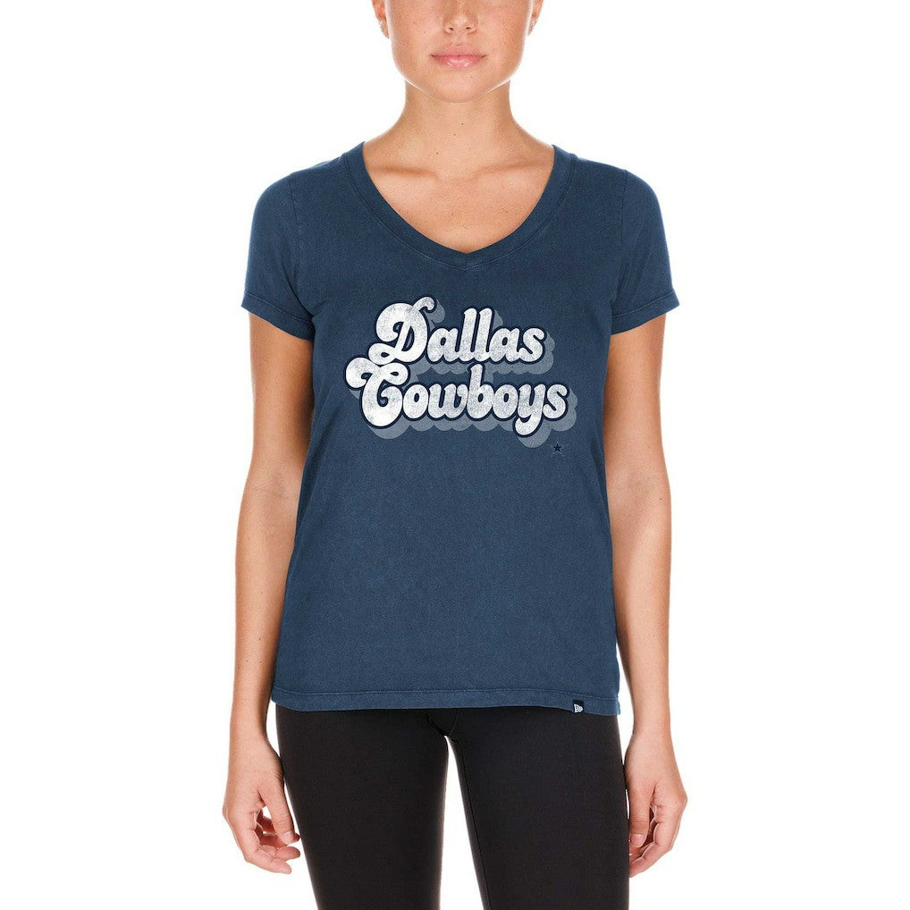 Dallas Cowboys New Era Women's Enzyme Wash Low V-Neck T-Shirt