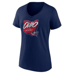 Columbus Blue Jackets Women's Native V-Neck T-Shirt On Sale