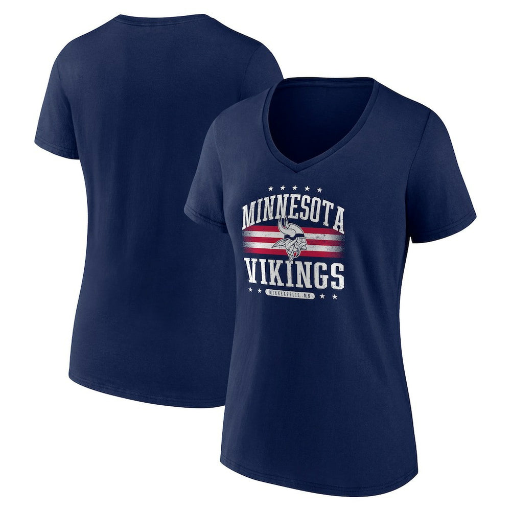 Minnesota Vikings  Women's Americana Team V-Neck T-Shirt