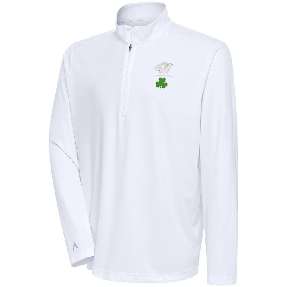 Minnesota Wild Antigua Shamrock Tribute Quarter-Zip Pullover Top For Sale