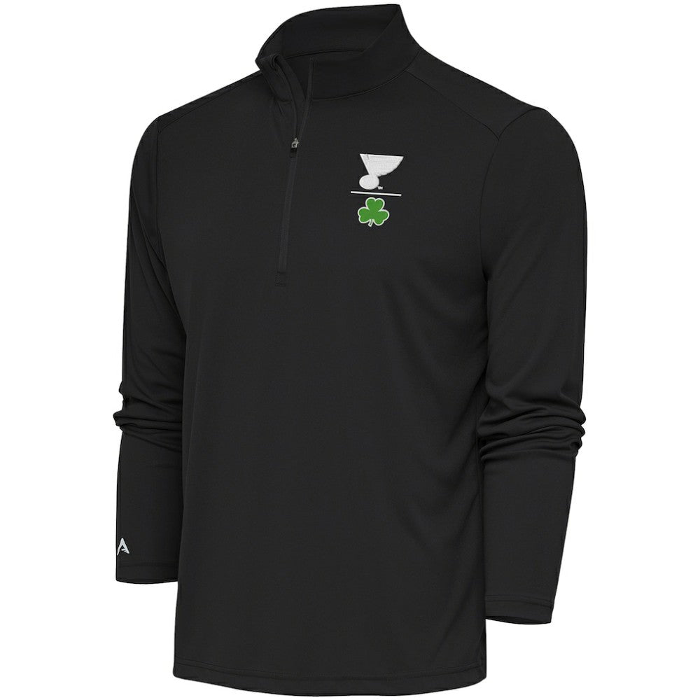 St. Louis Blues Antigua Shamrock Tribute Quarter-Zip Pullover Top Outlet