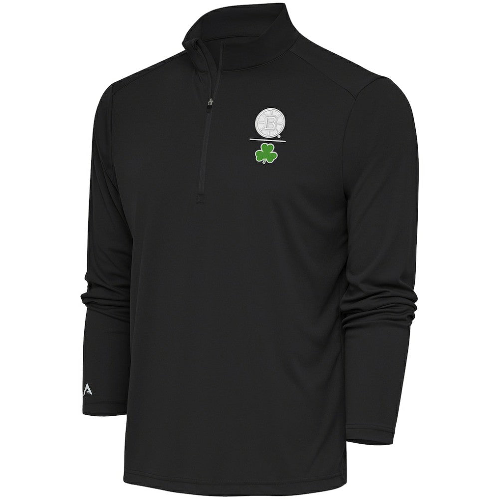 Boston Bruins Antigua Shamrock Tribute Quarter-Zip Pullover Top For Sale