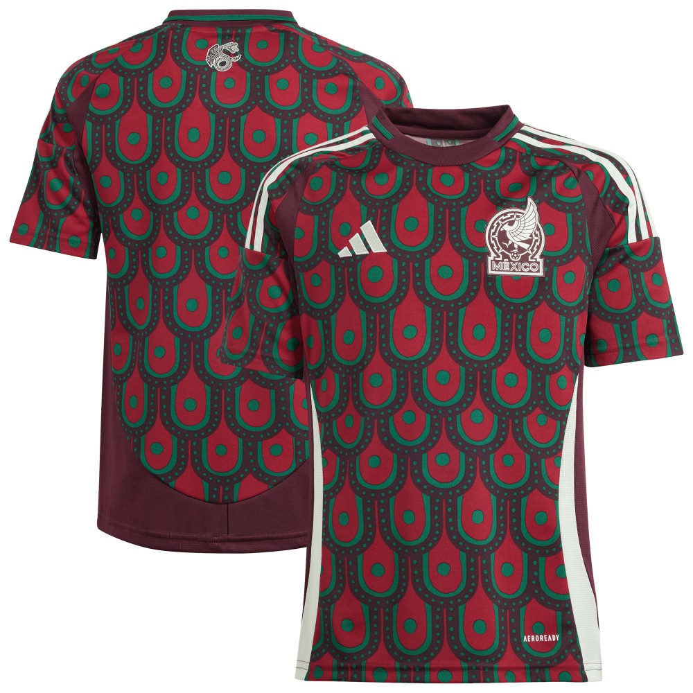 Mexico National Team Youth 2024 Home Replica Jersey Burgundy - Adidas