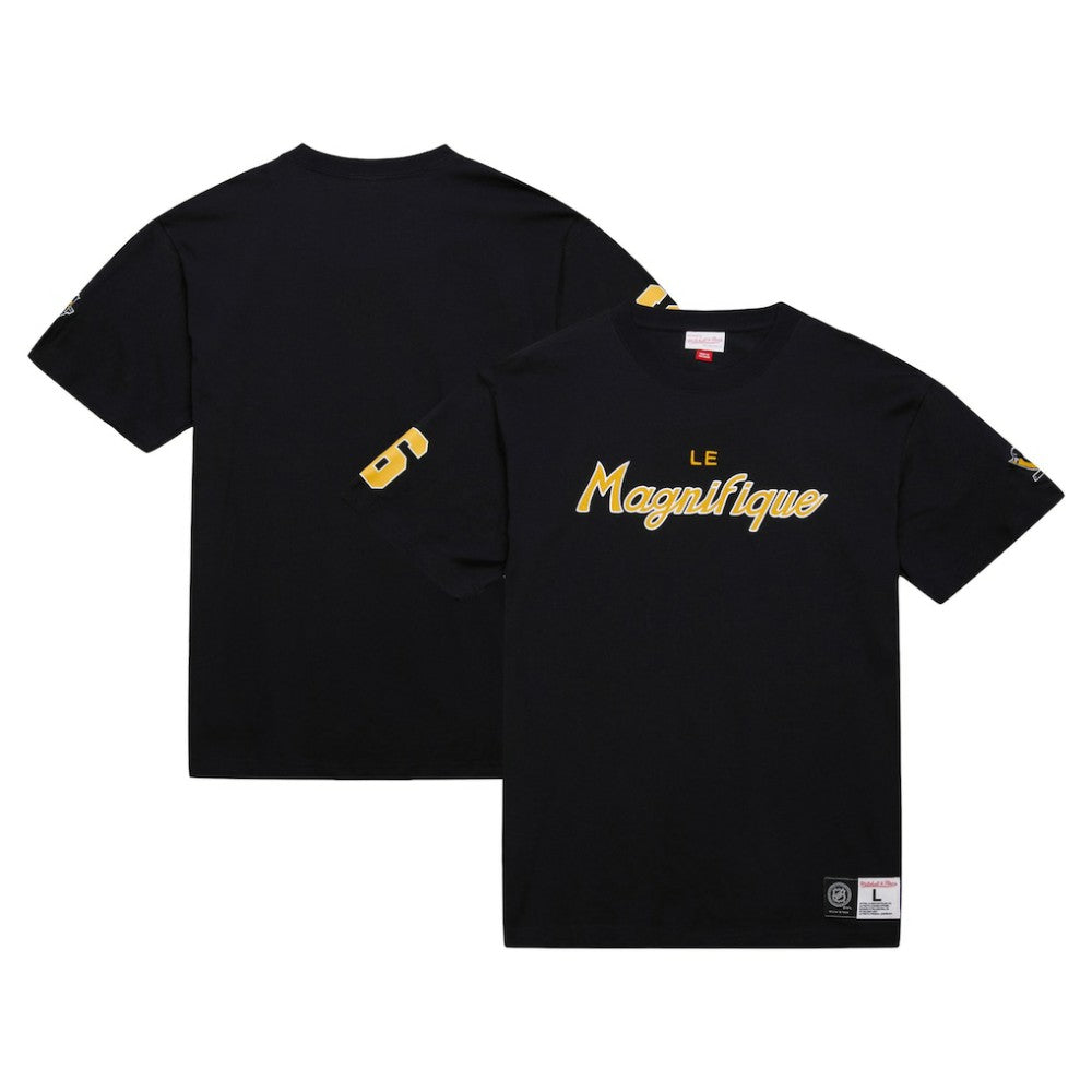 Mario Lemieux Pittsburgh Penguins Mitchell & Ness Premium Nickname Vintage Logo T-Shirt For Sale