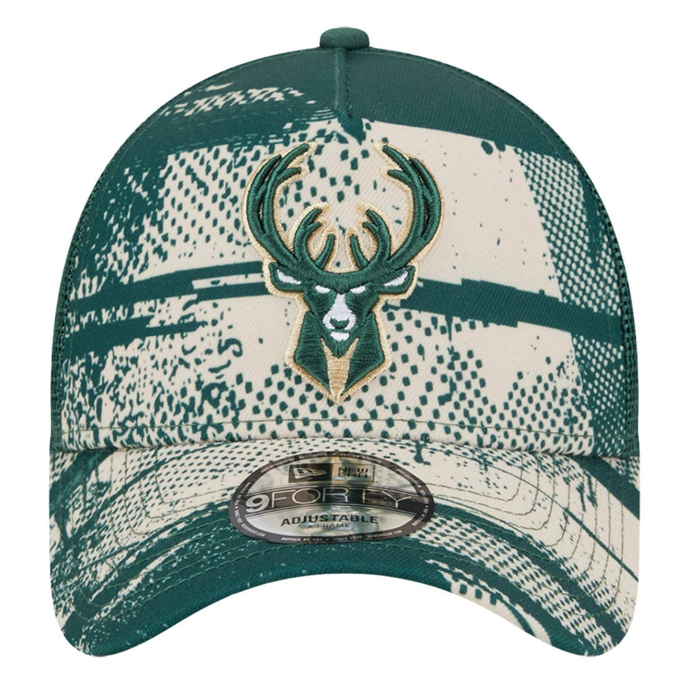 Milwaukee Bucks Tip Off A-Frame Trucker 9FORTY Adjustable Hat On Sale