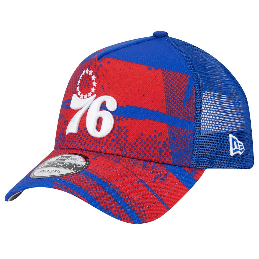 Philadelphia 76ers Tip Off A-Frame Trucker 9FORTY Adjustable Hat Discount