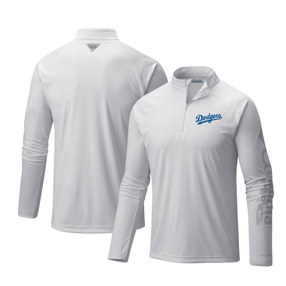 Los Angeles Dodgers Columbia Terminal Tackle Omni-Shade Raglan Quarter-Zip Pullover Top | MLB New