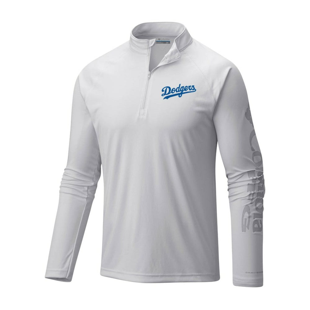 Los Angeles Dodgers Columbia Terminal Tackle Omni-Shade Raglan Quarter-Zip Pullover Top | MLB New